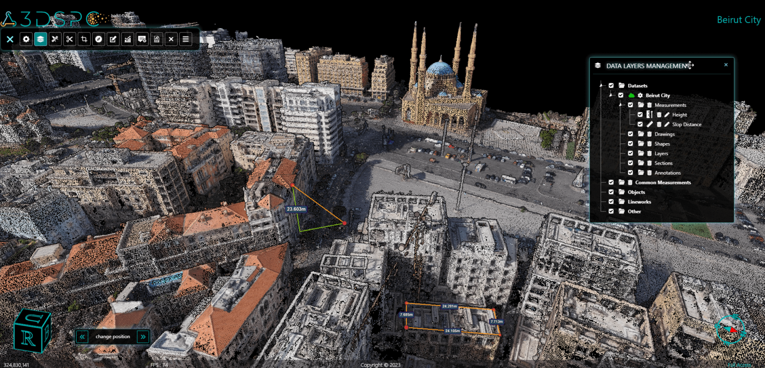 3DSPC pointcloud of Beirut city with 324830141 points